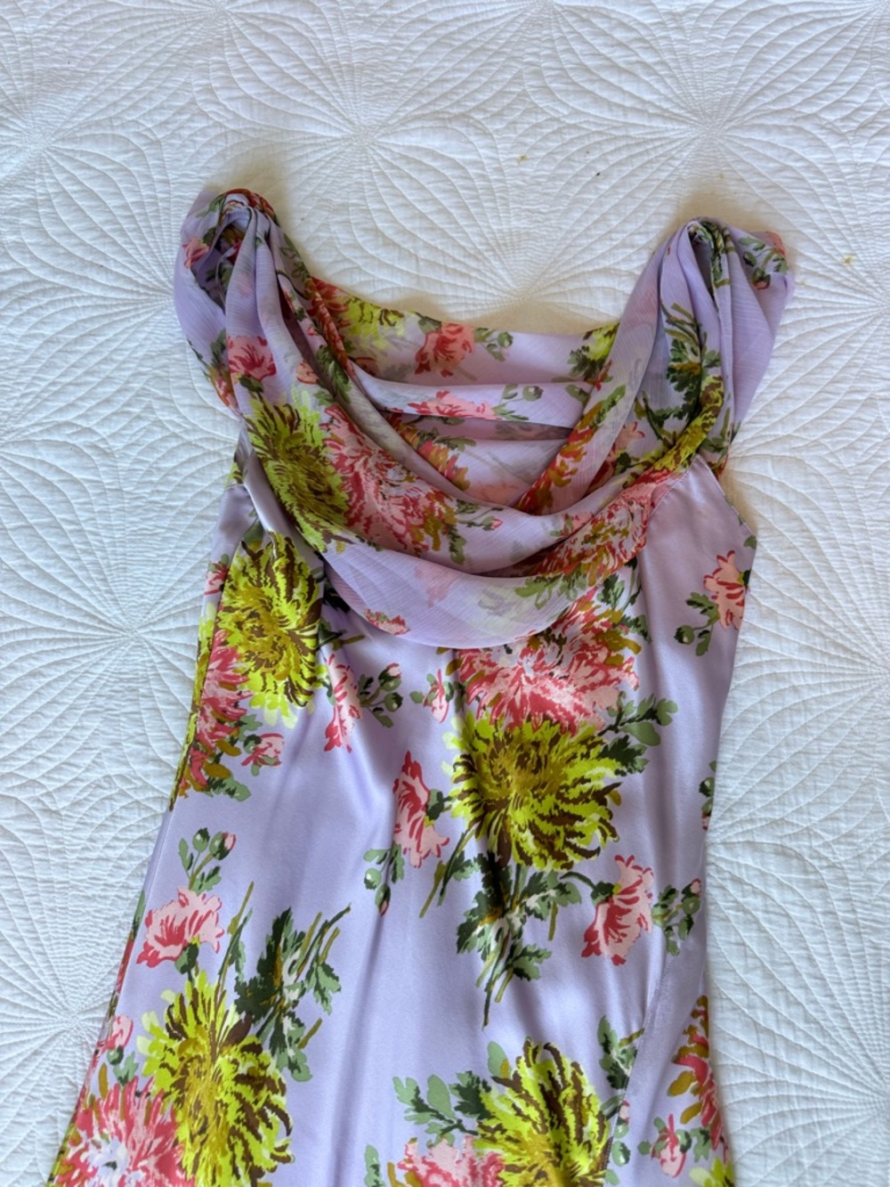 Cinq à Sept Chrysanthemum Ray Silk Floral Midi Dress, Purple | Size 6 - Picture 6 of 9